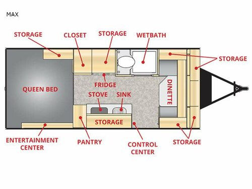 Xtreme Outdoors Little Guy teardrop trailer floor plan